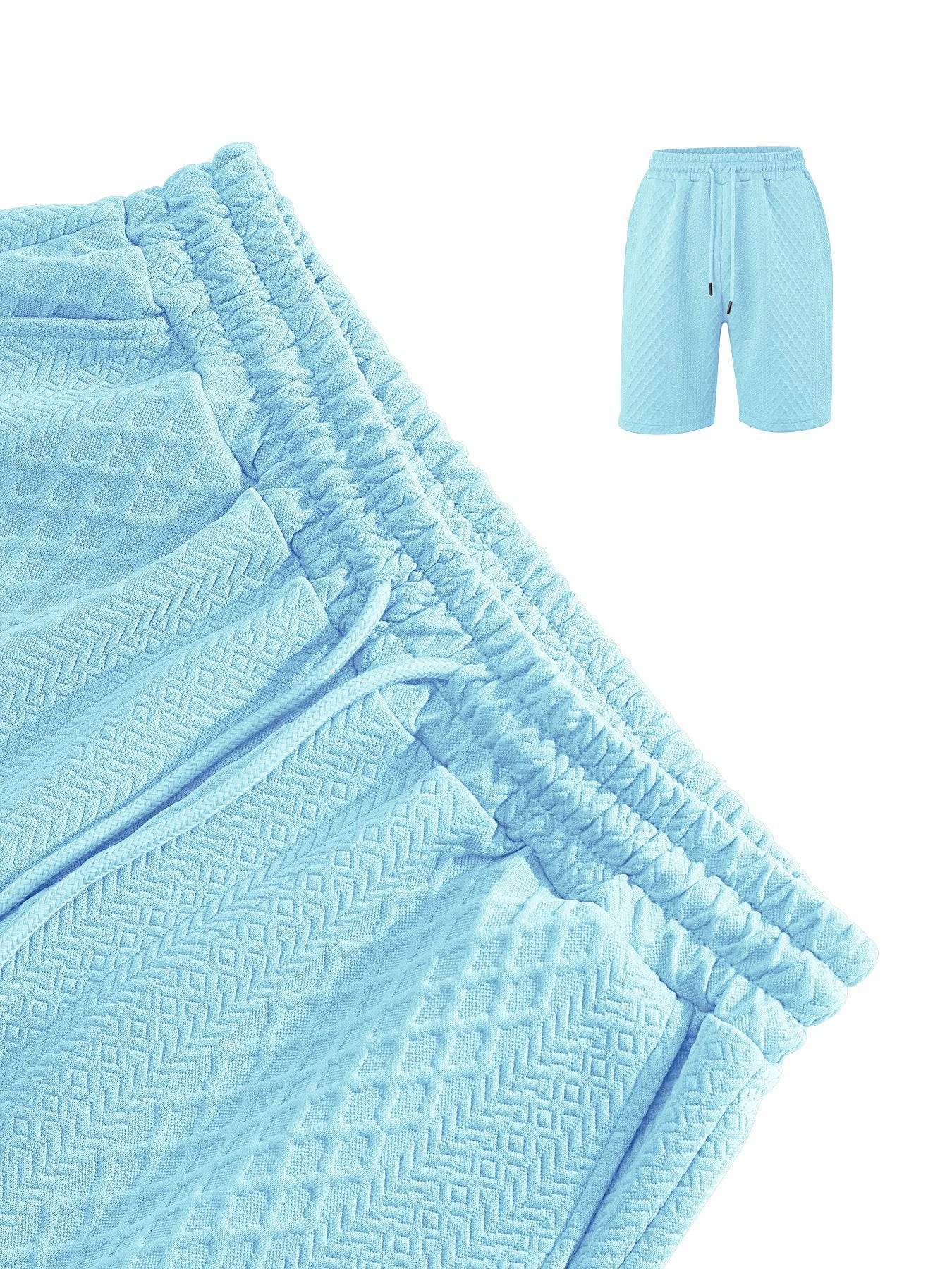 Men's Casual Summer Polo Shirt Set - Short Sleeve Jacquard Texture - Buy Center