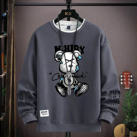 Cool Bear Print Mens Sweatshirt - Fashionable O-Neck Long Sleeve Top - Buy Center