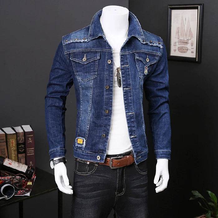 Embry Loor Men's Denim Jacket - Stylish Blue & Black Outerwear for Autumn - Buy Center