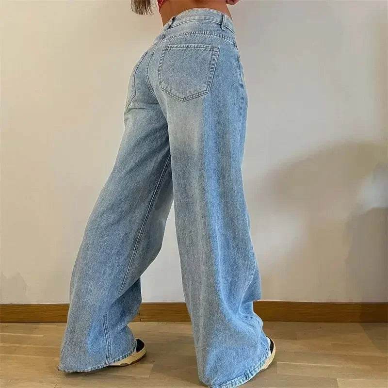 Soniaox Vintage High Waist Jeans - Women's Loose Fit Denim Trousers - Buy Center