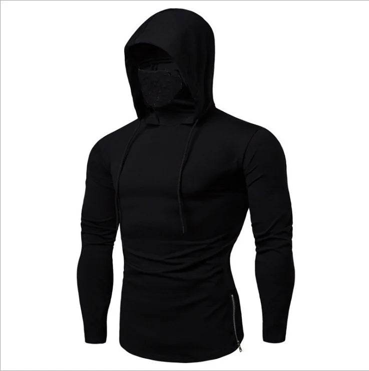 Men's Thin Hoodie with Mask - Short Sleeve Casual Cycling Top - Buy Center