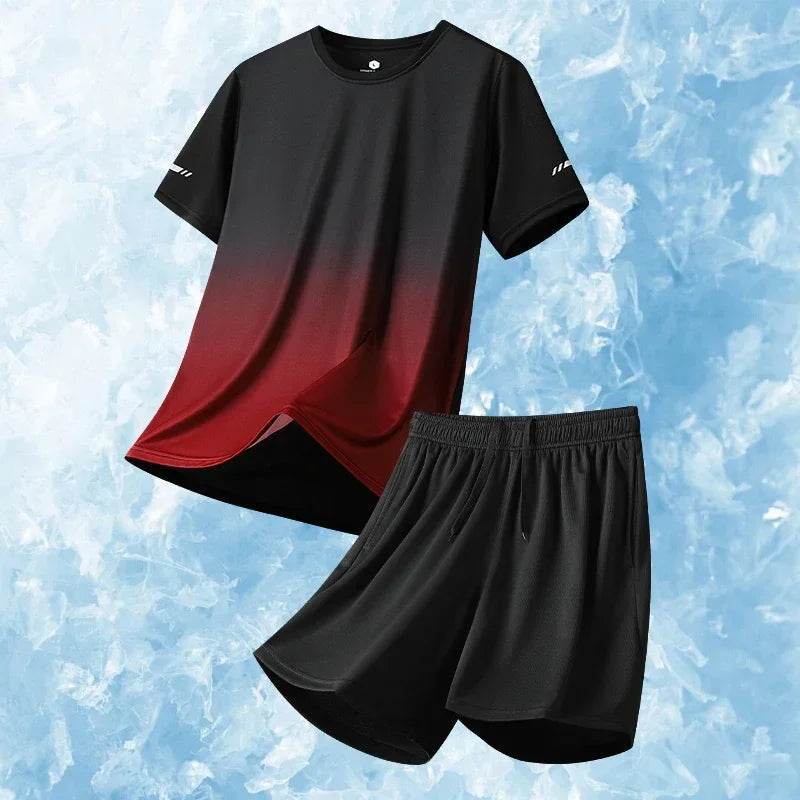 Men’s Summer Ice Silk Tracksuit - Short Sleeve Sports Set - Buy Center