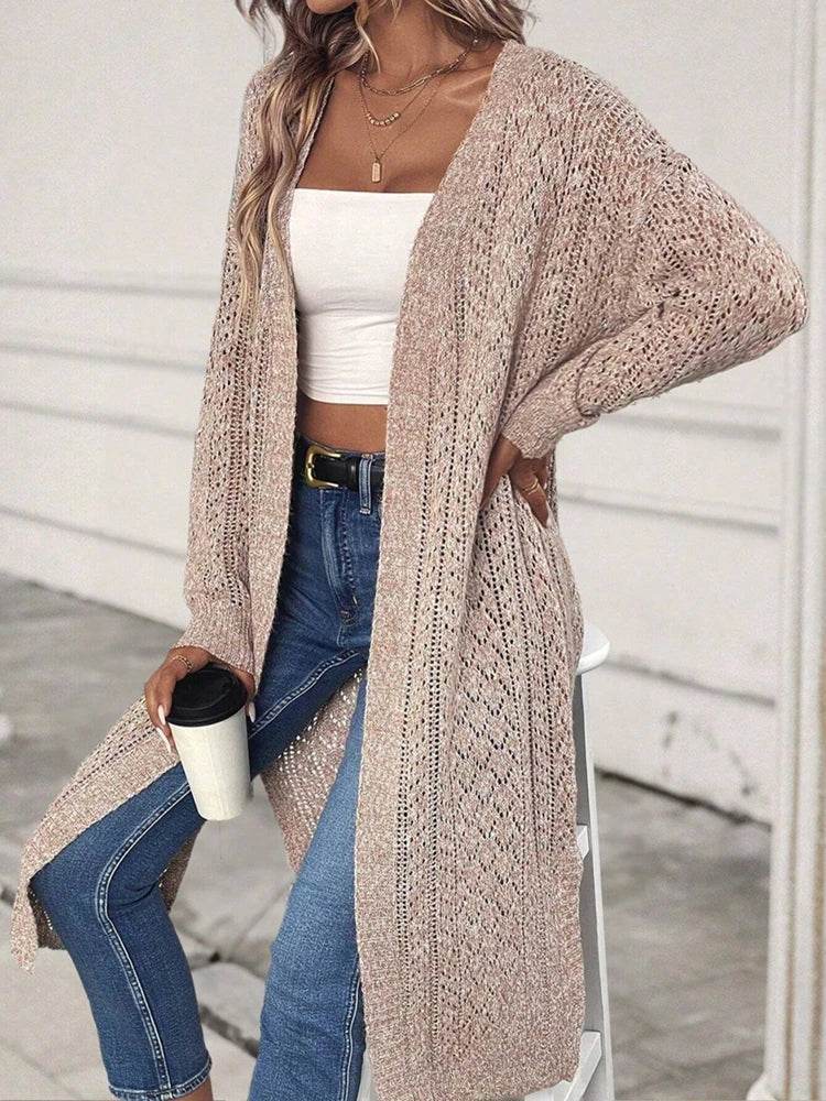 Elegant Loose Fit Cardigan Sweater - Hollow Out Knitwear for Women - Buy Center