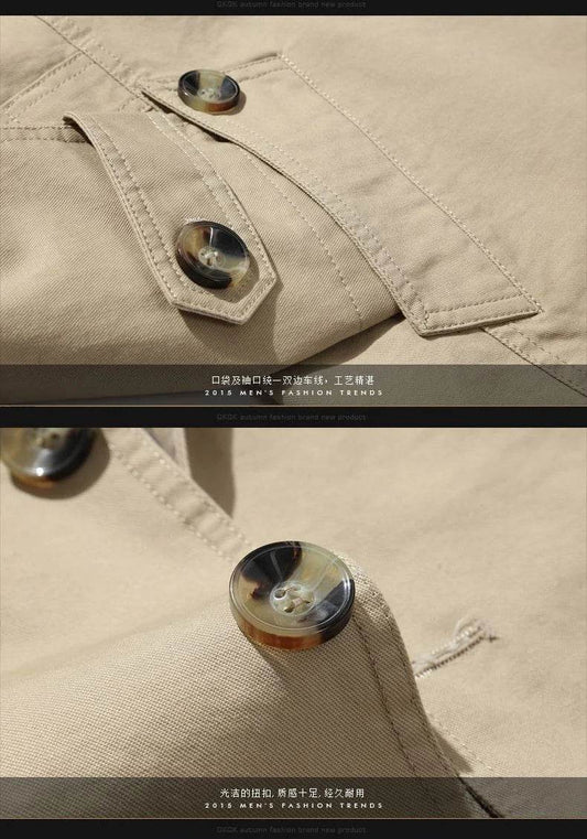 Maxbarley Men's Long Business Windbreaker - Casual Cotton Trench Coat - Buy Center