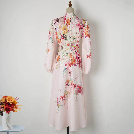 Elegant Australian Vacation Dress - Floral Button & Belt Design - Buy Center