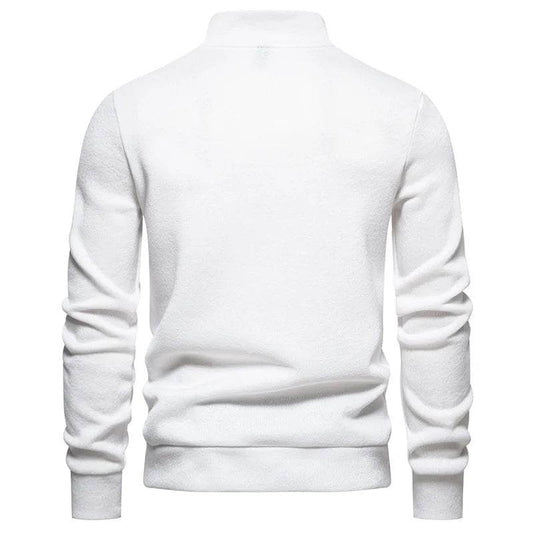 White Turtleneck Button Down Sweater for Men Autumn Winter Long Sleeve Knit Sweater Mens Casual Soft Lightweight Bottoming Shirt - Buy Center