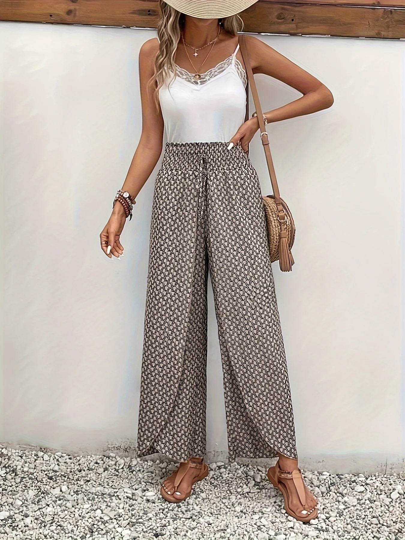 Elegant Wide Leg Pants for Women - Casual Beach Trousers - Buy Center