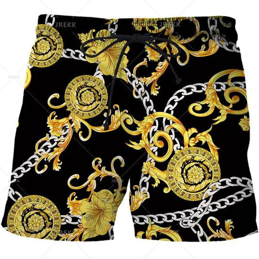 Luxurious 3D Printed Men’s Board Shorts - Hip Hop Beachwear for Summer - Buy Center