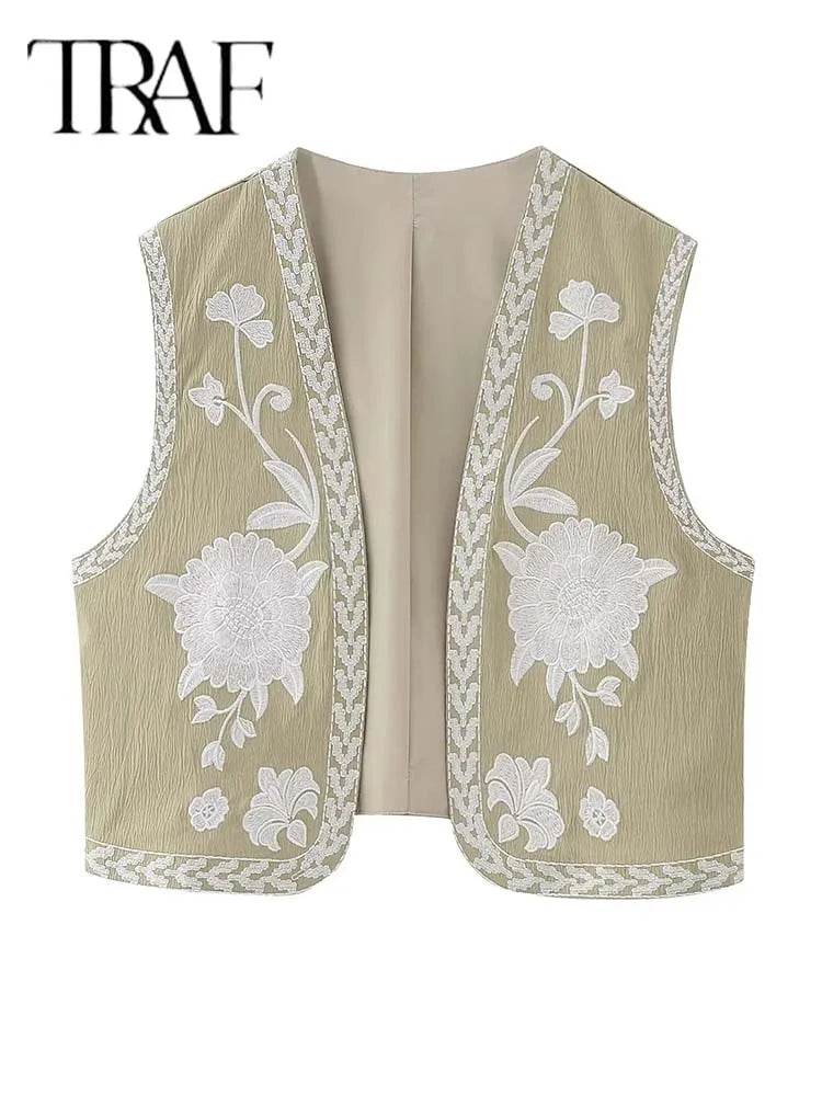 Klkxmyt Women's Floral Embroidery Vest - Vintage Casual Wear - Buy Center
