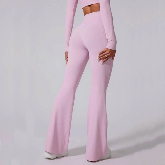 Women's High Waist Flared Leggings - Stylish Workout Pants with Pockets - Buy Center