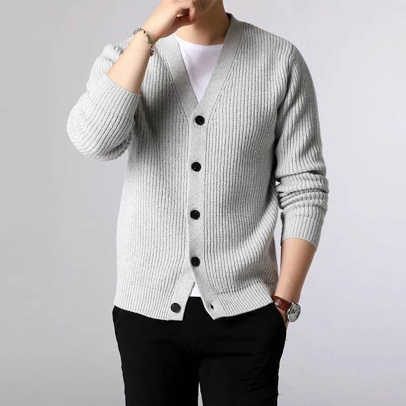 FAVOCENT Men's Solid Cardigan - Casual Single Breasted Knit Sweater - Buy Center