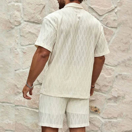 Men's Casual Cotton-Linen Suit - Loose Fit Short Sleeve Shirt - Buy Center