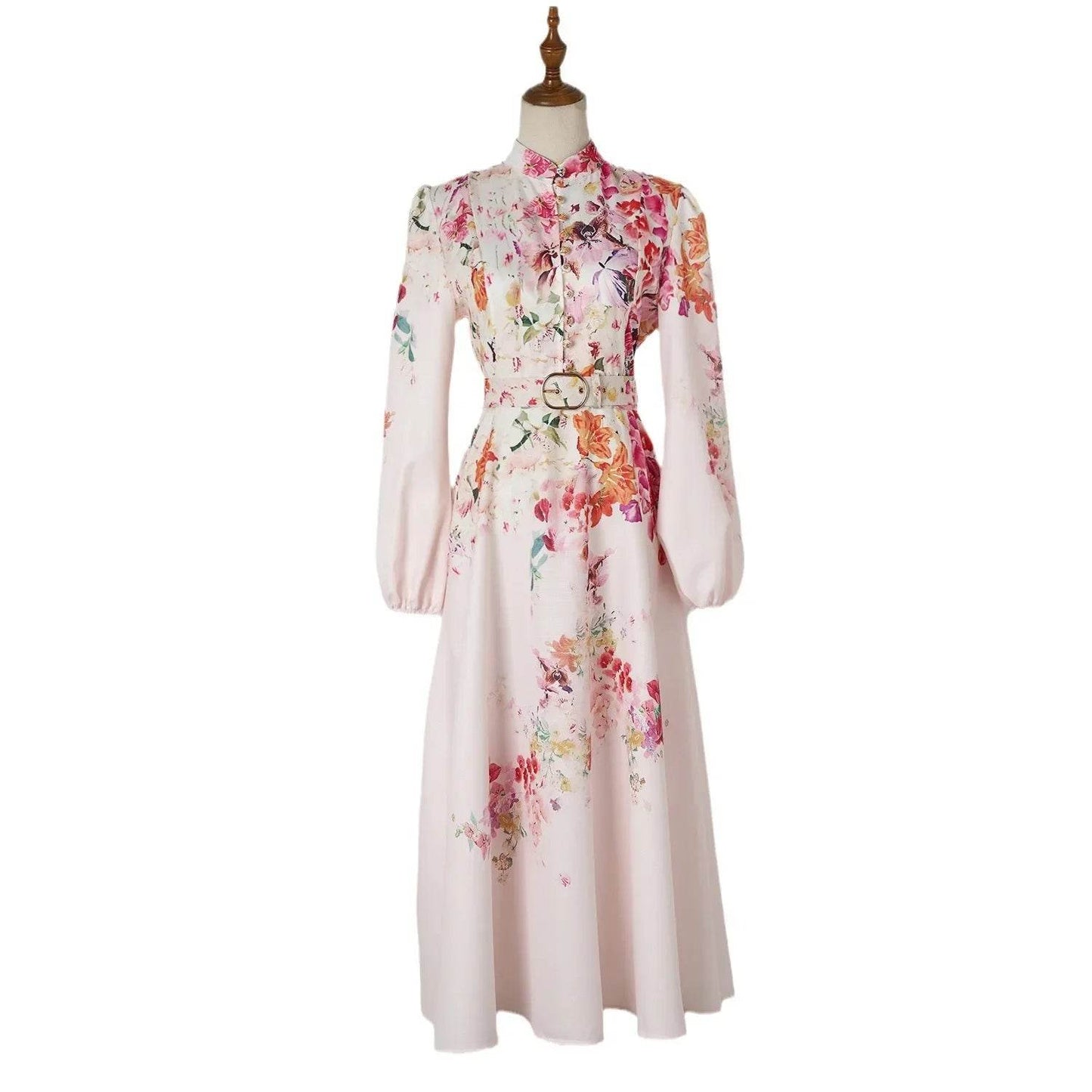 Elegant Australian Vacation Dress - Floral Button & Belt Design - Buy Center