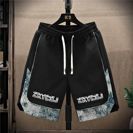Casual Summer Running Shorts for Men - Wave Pattern Patchwork Design - Buy Center