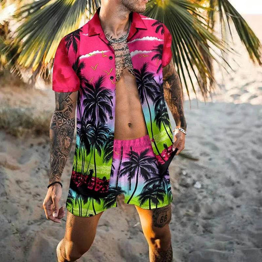 Hawaiian Men’s Cardigan 2-Piece Set - Summer Short Sleeve & Shorts - Buy Center