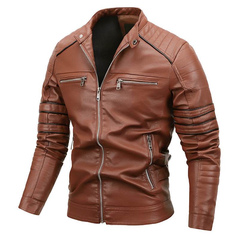 Men's Plus Velvet Motorcycle Jacket - Genuine Leather for Winter Style - Buy Center