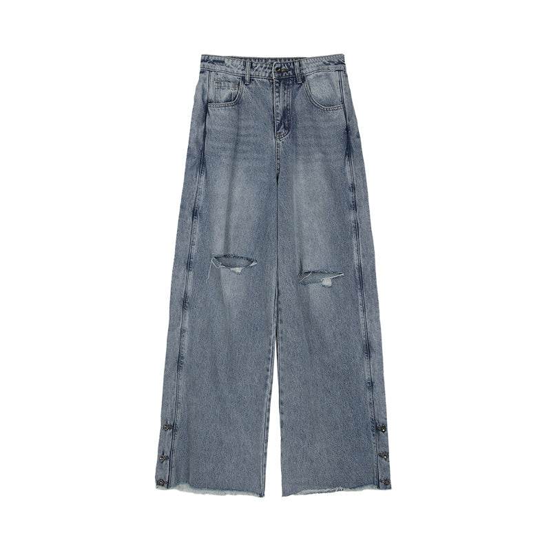 Buycenter Loose Straight Casual Trousers - Wide Leg, Blue & Black Options - Buy Center