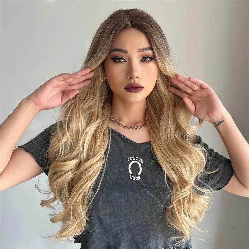 26 Inch Ash Blonde Wig with Bangs - Natural Wavy Hair for Any Occasion - Buy Center