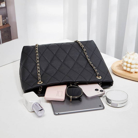 Rhombus Casual Tote Bag - Vintage Chain Shoulder Bag for Daily Style - Buy Center