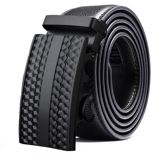 Fashion Casual Men's Leather Belt - Two-Layer Automatic Buckle Design - Buy Center