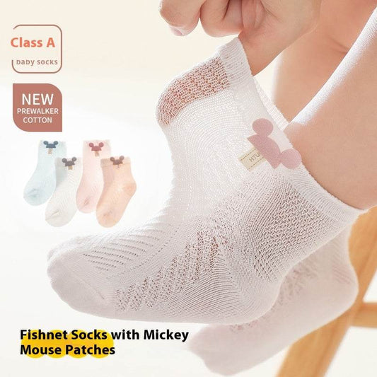 Cute Breathable Mesh Baby Socks - Thin Cotton, Striped & Cartoon Designs - Buy Center