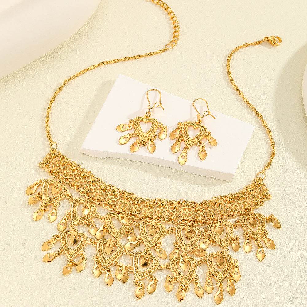 3pcs Retro Luxury Heart-Shaped Jewelry Set - Necklace & Earrings for Women - Buy Center