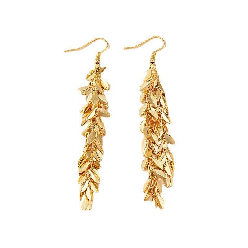 Gold Alloy Leaf Shaped Earrings - Stylish European Design for Any Occasion - Buy Center