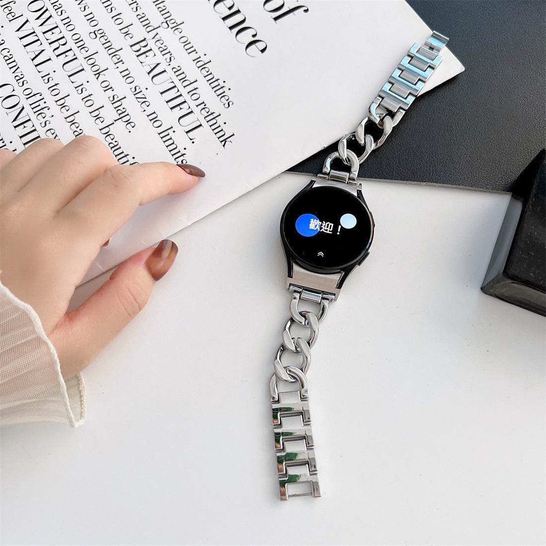 Women's Denim Chain Metal Smart Watch Wristband - Compatible with Samsung - Buy Center