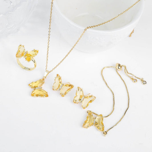Buycenter Lucky Crystal Butterfly Jewelry Set - Necklace, Earrings & More - Buy Center