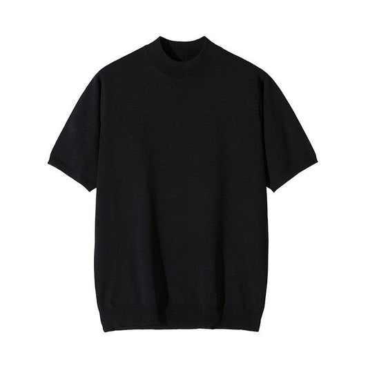 Men's Half Turtleneck Knitted T-shirt - Slim Fit, Summer Style - Buy Center
