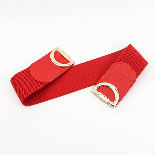 Stylish Elastic Wide Belts for Women - Adjustable PU Leather Buckle - Buy Center