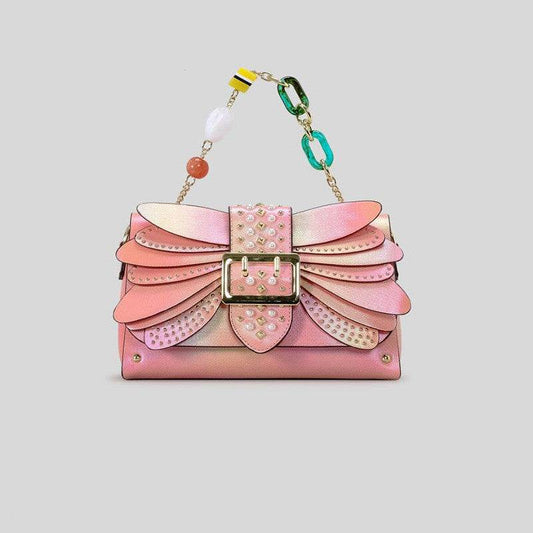 Heavy Industry Rivet Handbag - Trendy Contrast Color Butterfly Wing Clutch - Buy Center