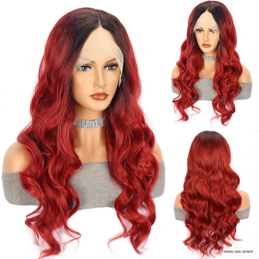 Red Large Wave Curly Wig - 26" Stylish Cosplay Hair with Bangs - Buy Center