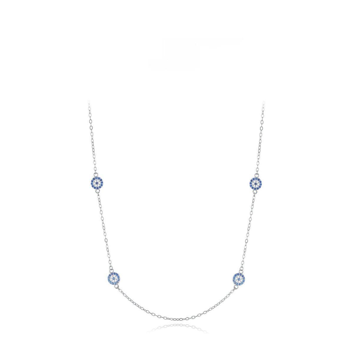 Niche Devil's Eye Necklace - 925 Silver Clavicle Chain for Women, Adjustable - Buy Center