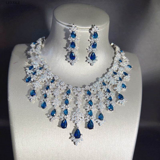 Buy Center Blue Rhinestone Jewelry Set - Necklace, Earrings, Bracelet, Ring - Buy Center