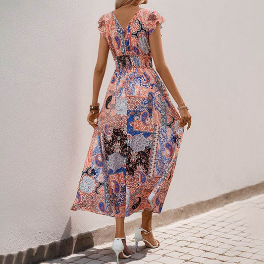 Elegant Summer A-Line Dress - European American Style in Light Brown - Buy Center