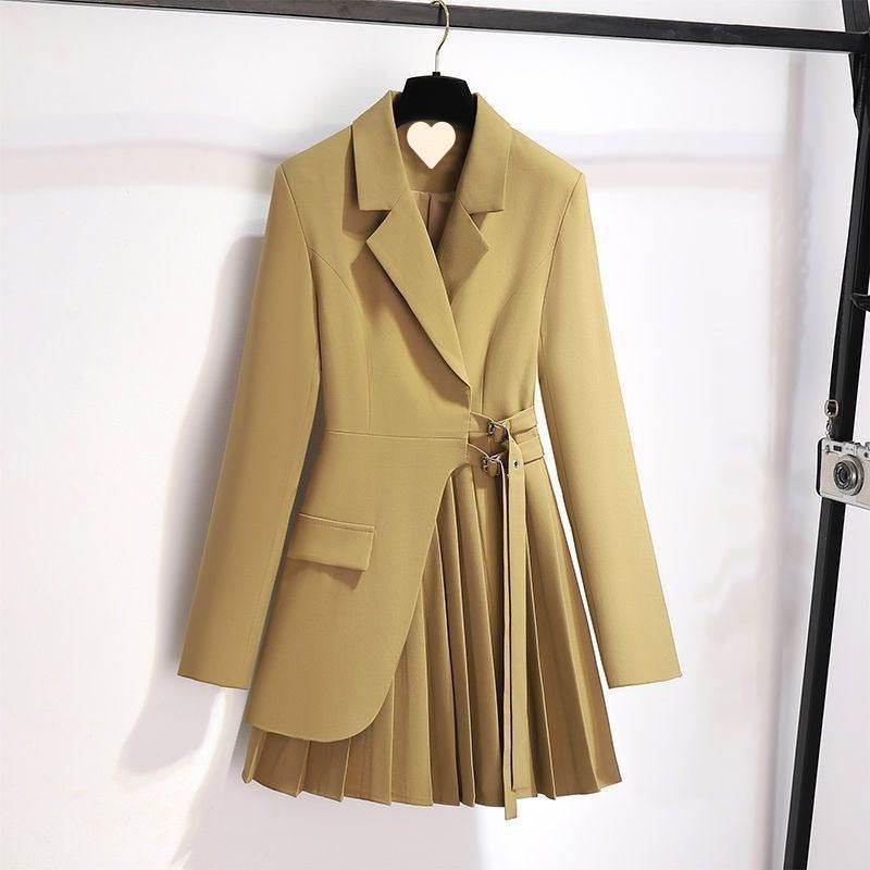 Graceful Khaki Suit Jacket & Black Pants Set - Trendy Women’s Fashion - Buy Center