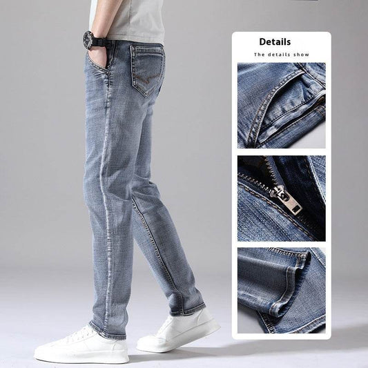 Retro Thin Tapered Jeans for Men - Stylish Casual Trousers for Summer - Buy Center