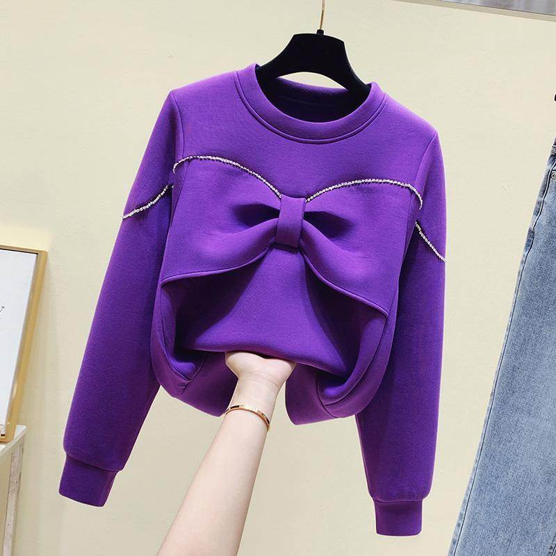 Buycenter Diamond Bow Sweater - All-Match Long Sleeve Pullover for Women - Buy Center