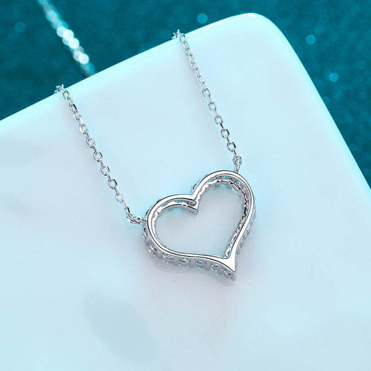 Buycenter Heart Shape Necklace for Women - 925 Silver Moissanite Pendant - Buy Center