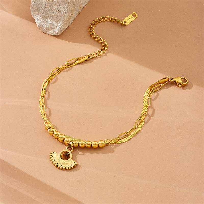 Buycenter Vintage Twin Double-Layer Bracelet - Elegant Stainless Steel Design - Buy Center