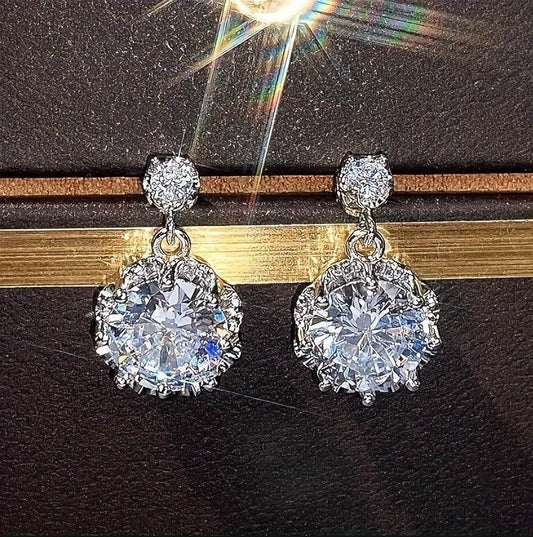 Elegant Moissanite Drop Earrings - Hypoallergenic White Gold Jewelry - Buy Center