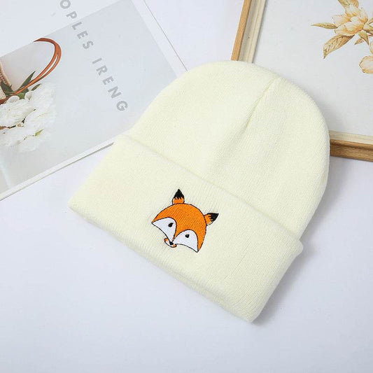Buycenter Fashion Fox Embroidery Knitted Hat - Cozy & Versatile for All Seasons - Buy Center