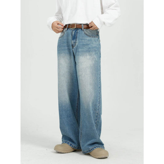 Buycenter Men's Blue Wide Leg Jeans - Loose Fit & Stylish Design - Buy Center