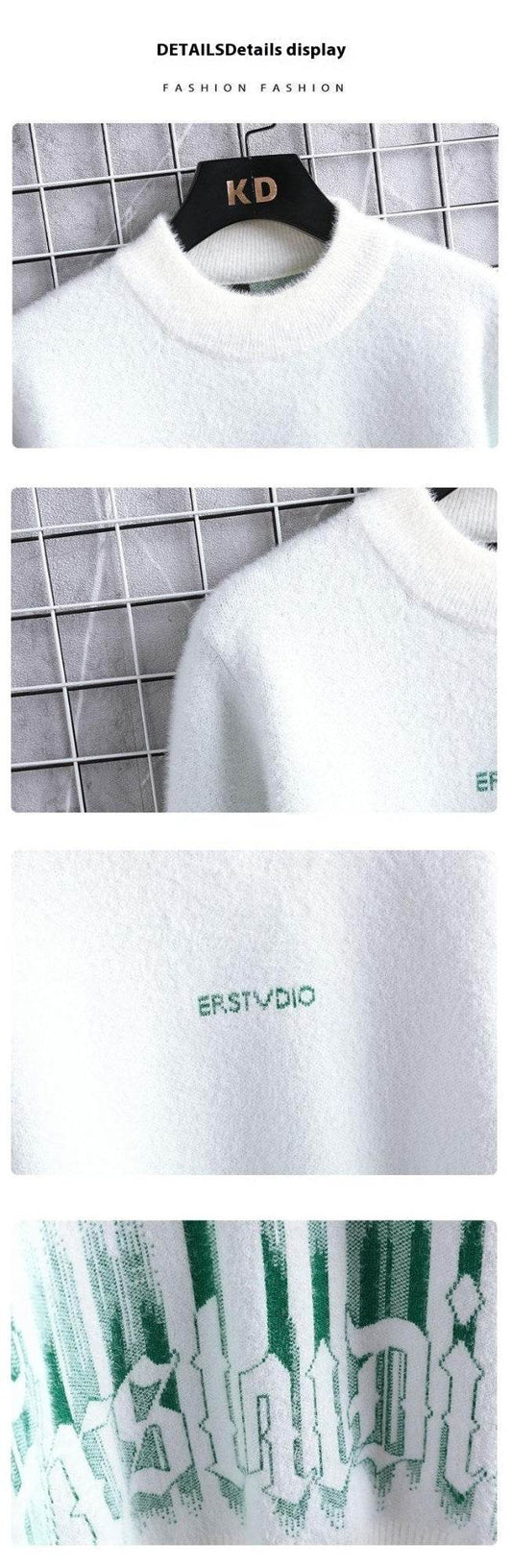 Men's Thickened Half High Collar Sweater - Warm Rabbit Fur Pullover - Buy Center