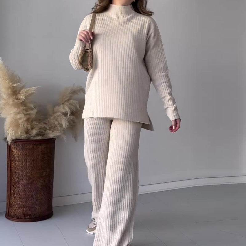 Buycenter Casual Knitwear & Wide Leg Pants Set - Stylish Two-Piece Jumpsuit - Buy Center