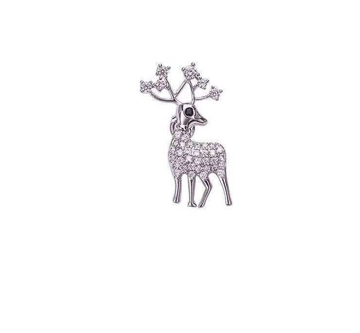 Buy Center Christmas Themed Deer Brooch - Elegant Alloy with Crystal Inlay - Buy Center