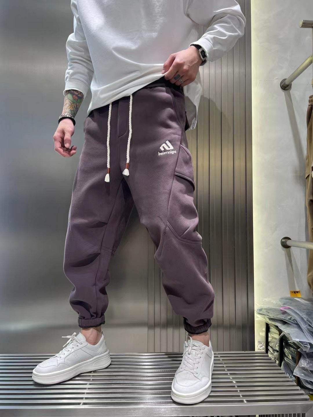 Bunched Feet Fleece Cargo Pants for Men - Stylish & Cozy Microelastic Design - Buy Center