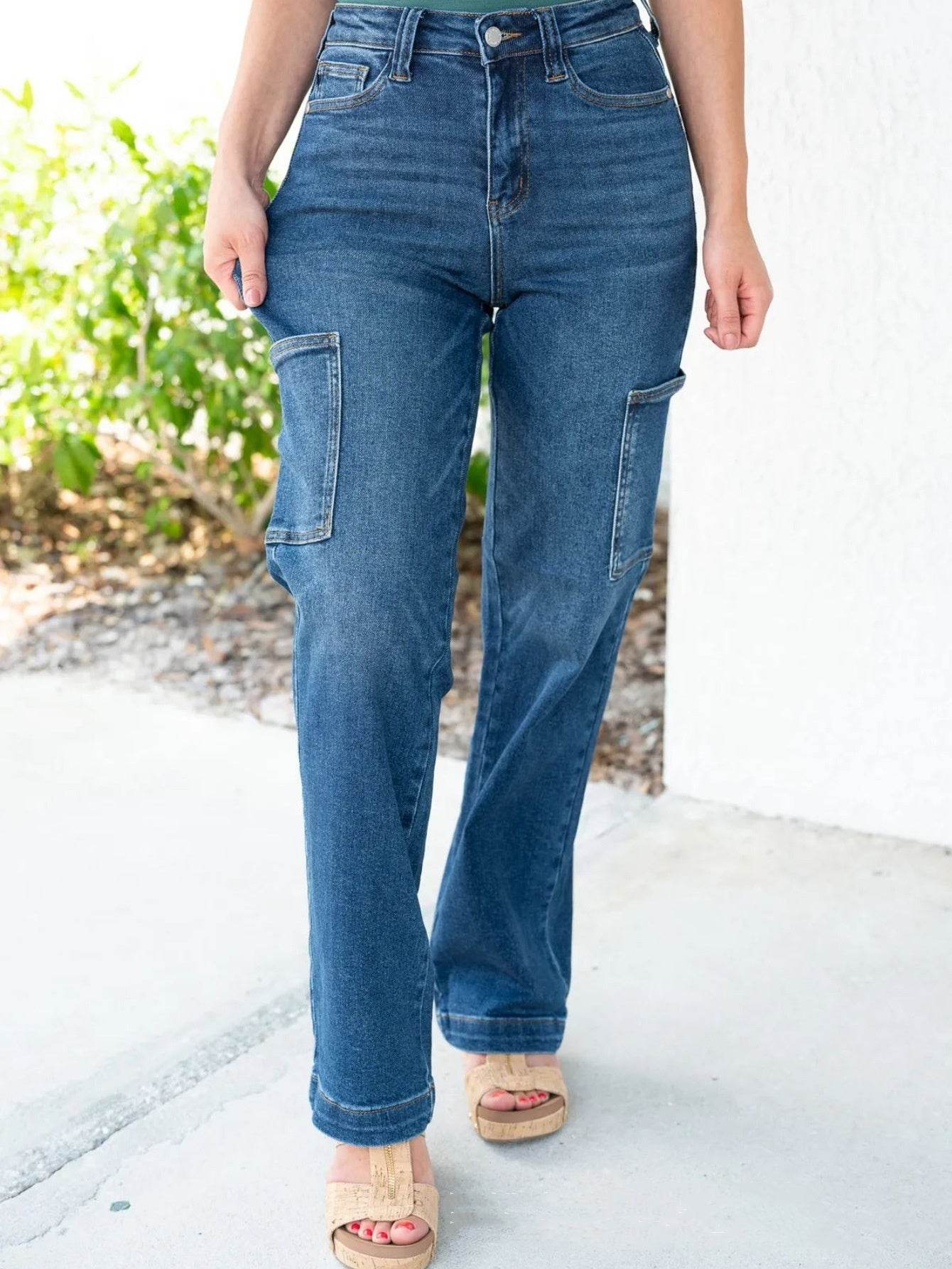 Buycenter High Waist Wide Leg Jeans - Multi-Pocket Denim for Women - Buy Center