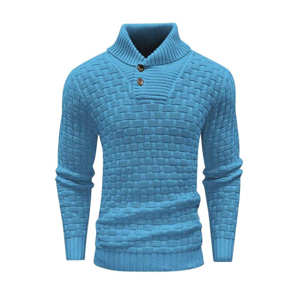 Buycenter Men's Slim Turtleneck Sweater - Trendy Button Design Pullover - Buy Center